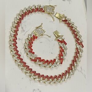 Bling Jewelry Red and Gold Necklace